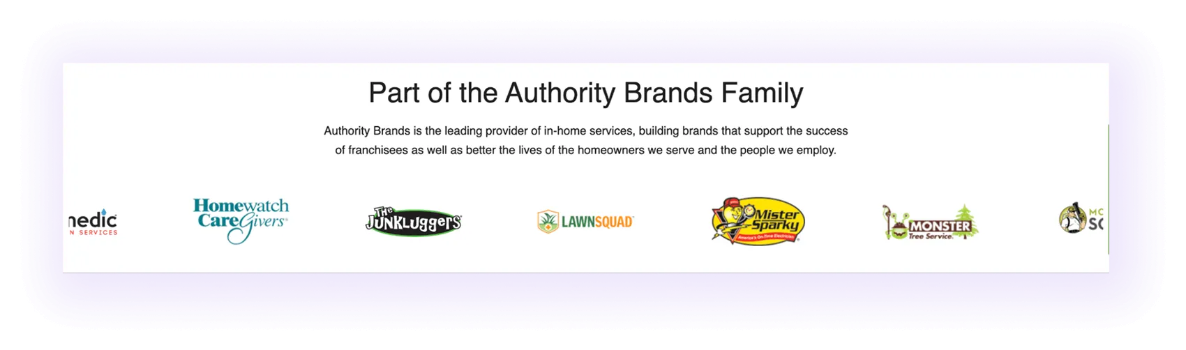Partnerships block on a cleaning services website