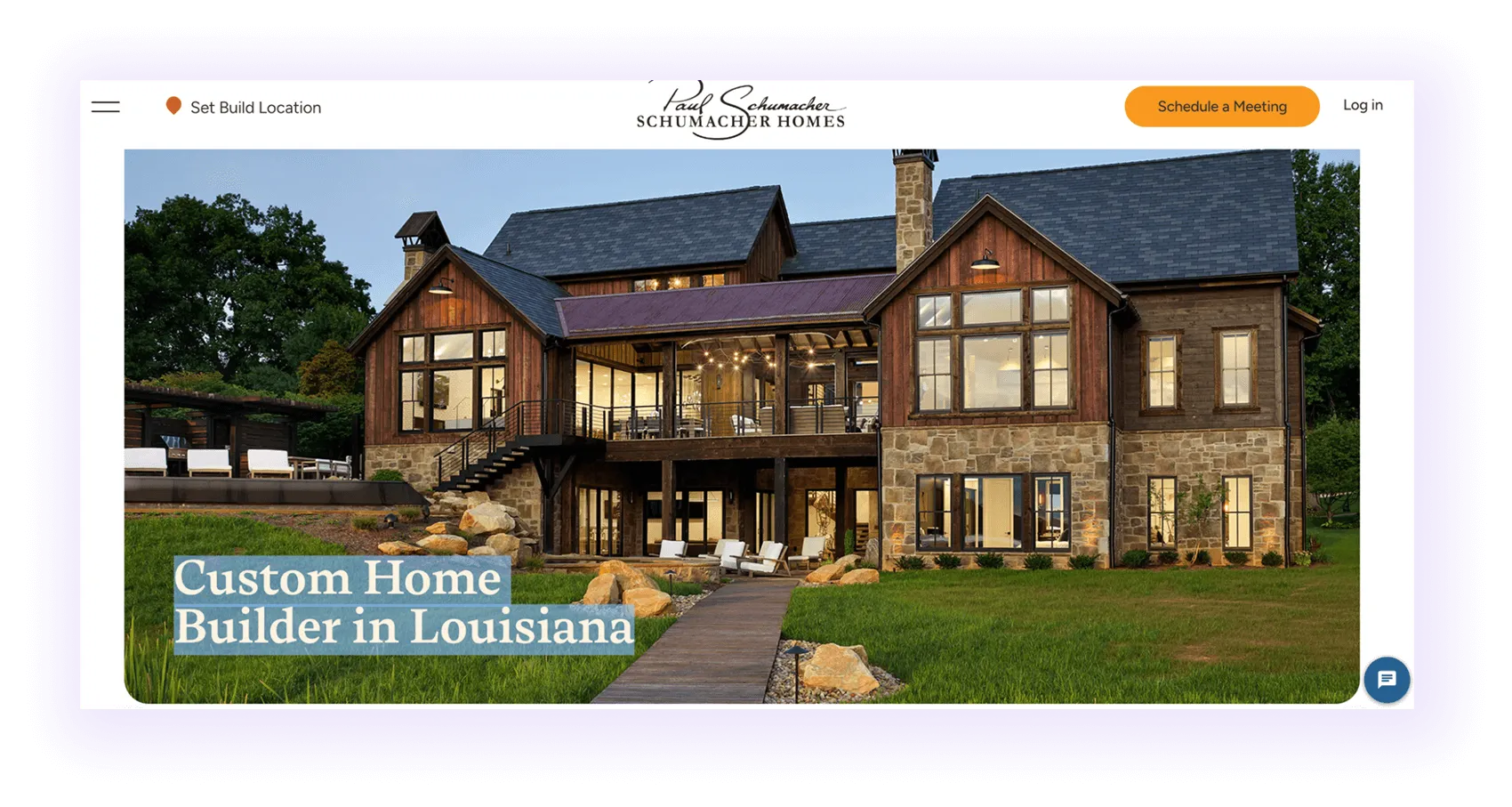 national home builder website homepage hero section example
