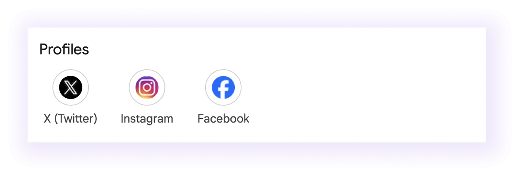 Social media profile link section example for a home builder GBP