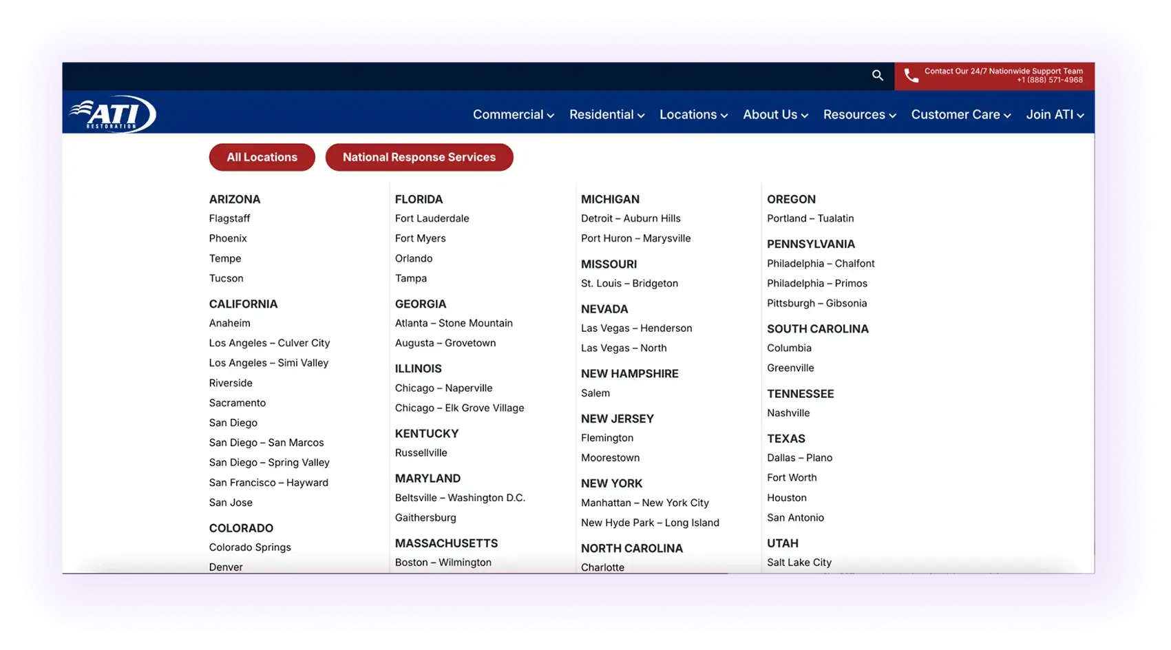 more industry pages list in a restoration website