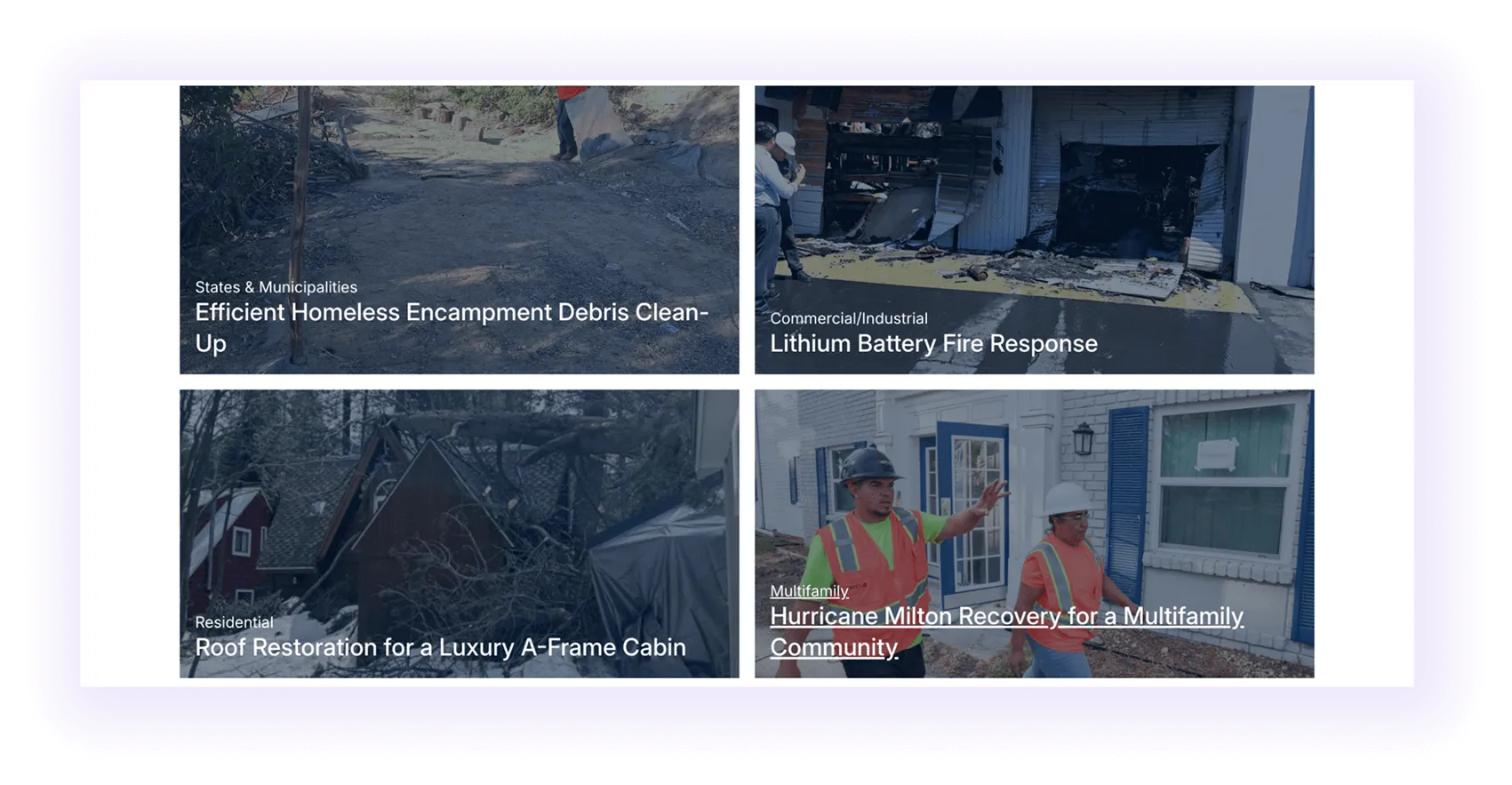 case studies block on a restoration website