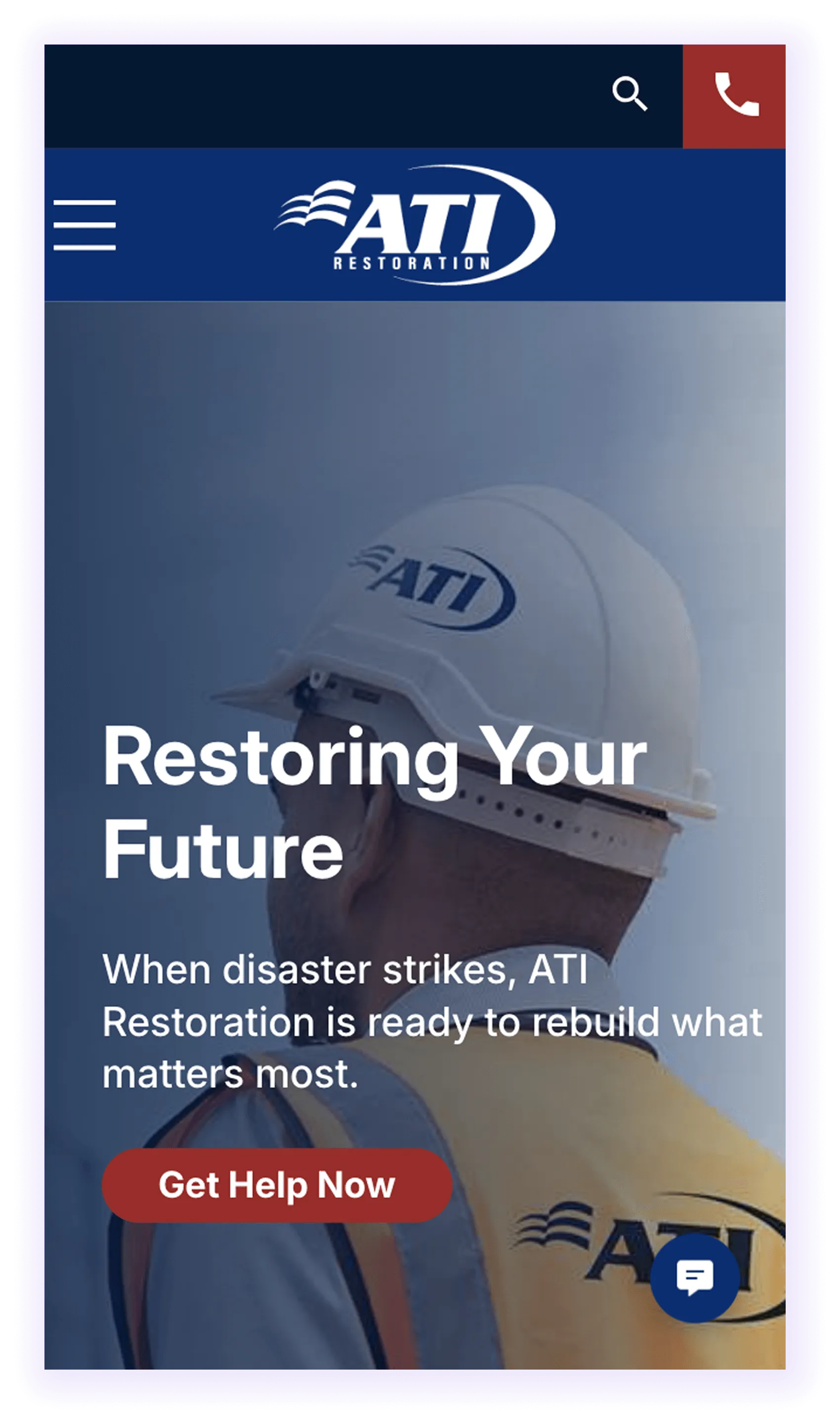 example of mobile-optimized restoration website