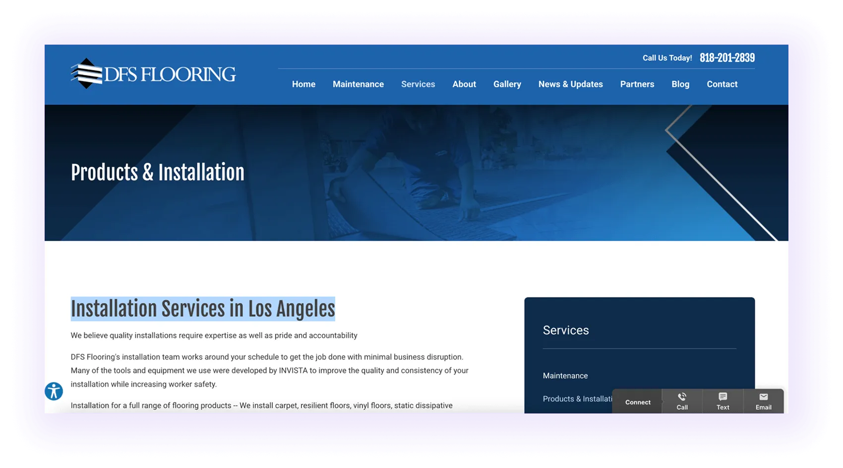 local flooring website service page using service + location keywords