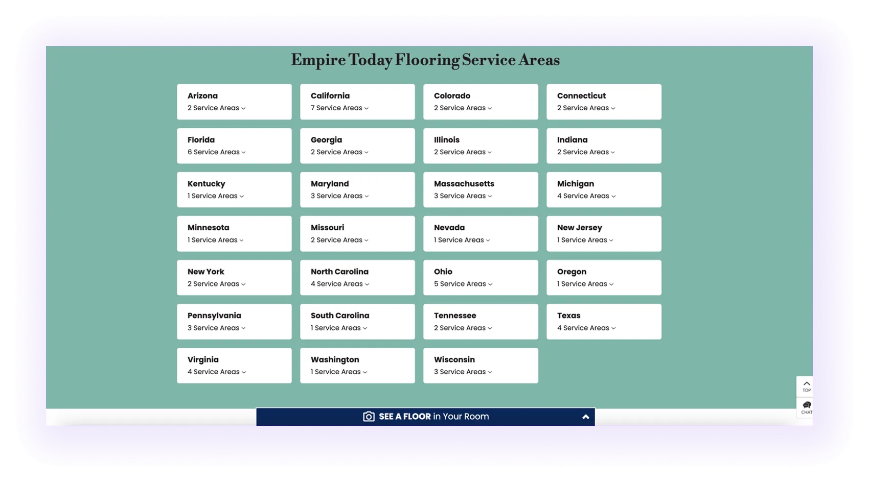 national flooring website location hub page example