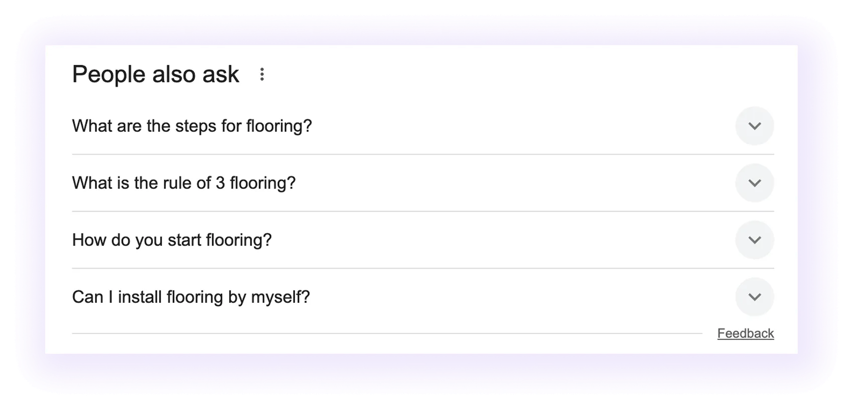 People Also Ask results for “flooring installation" keyword