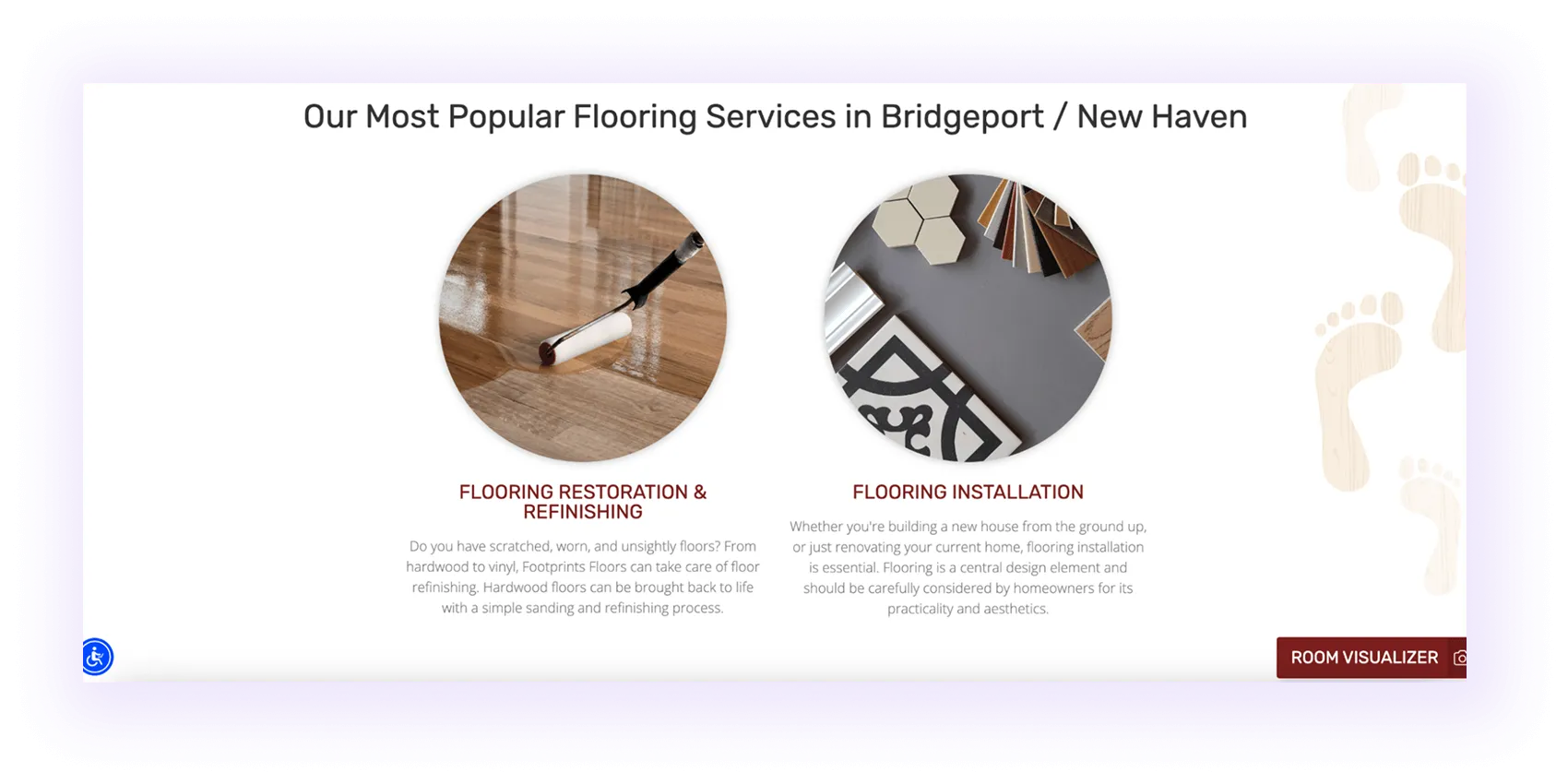 an example of a service-to-service internal linking on a flooring website