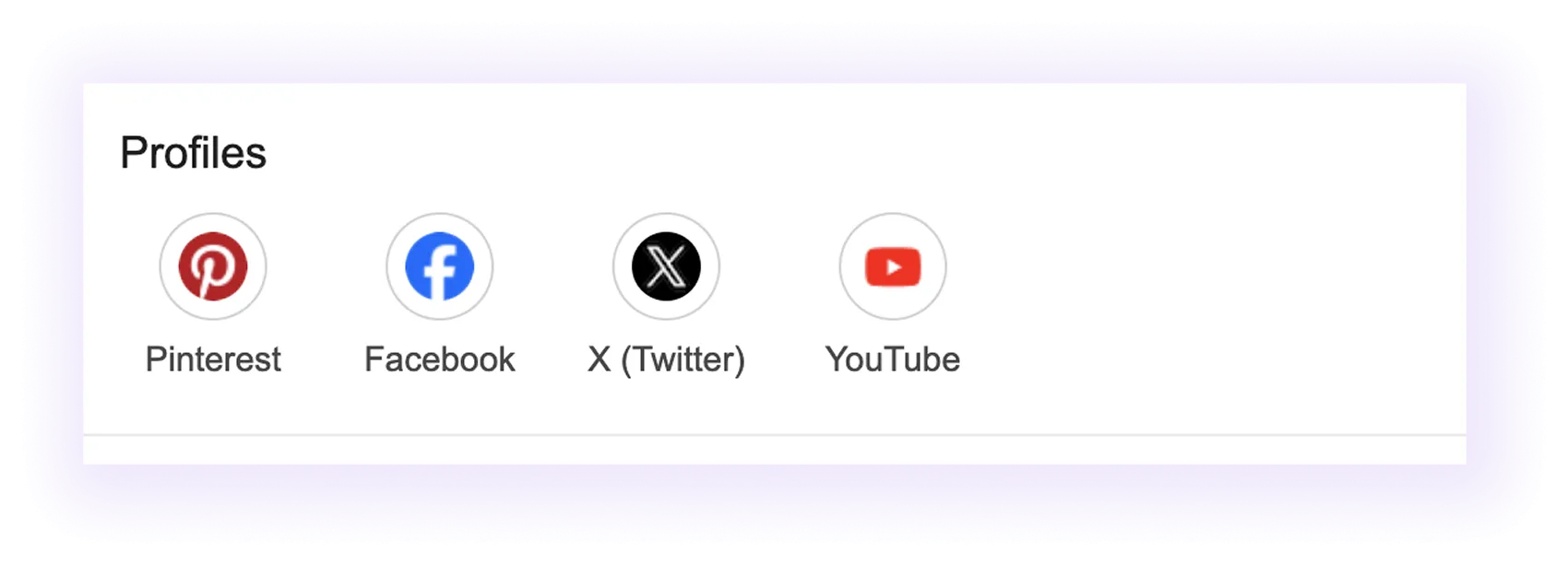 Social media profile link section example for a moving company GBP