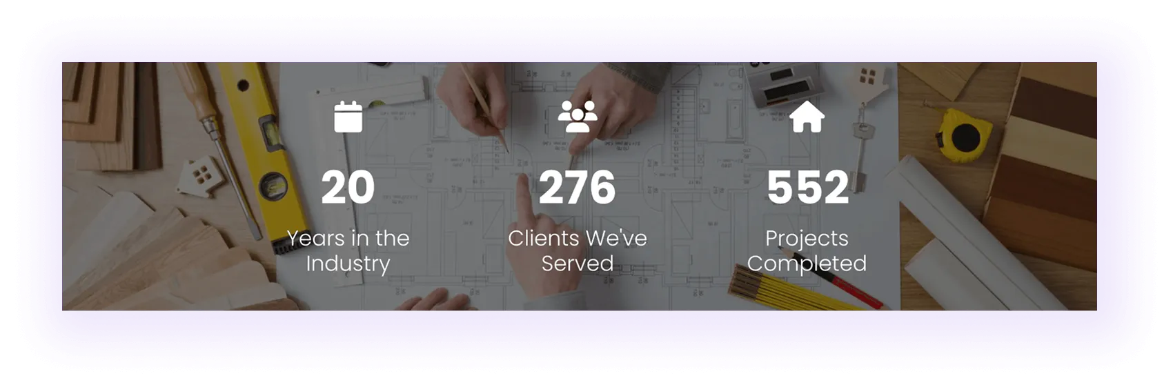 a numerical trust-building block on a home improvement company website