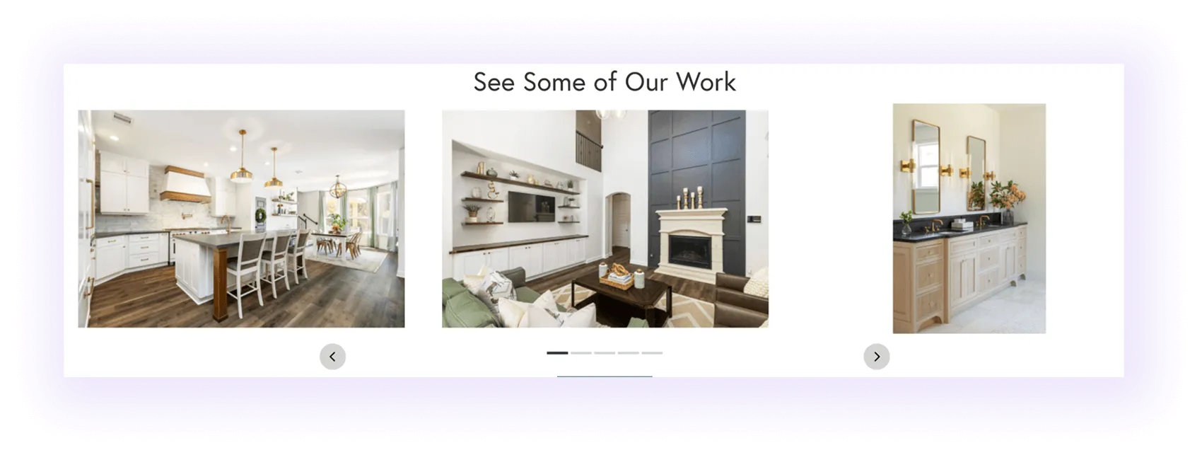 before-and-after project examples block on a home improvement company website