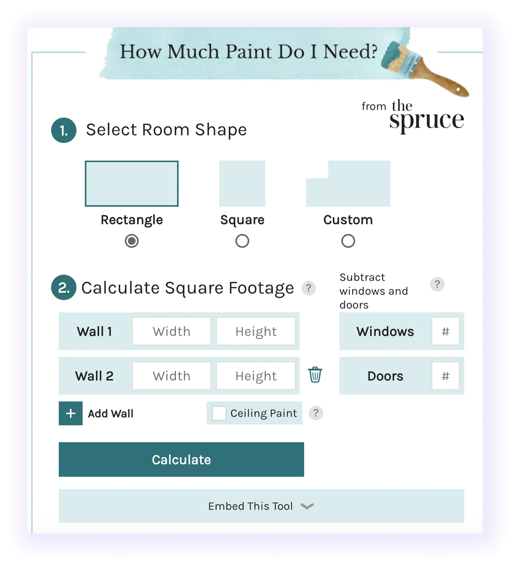  interactive and useful tool for paint estimation in a home improvement website