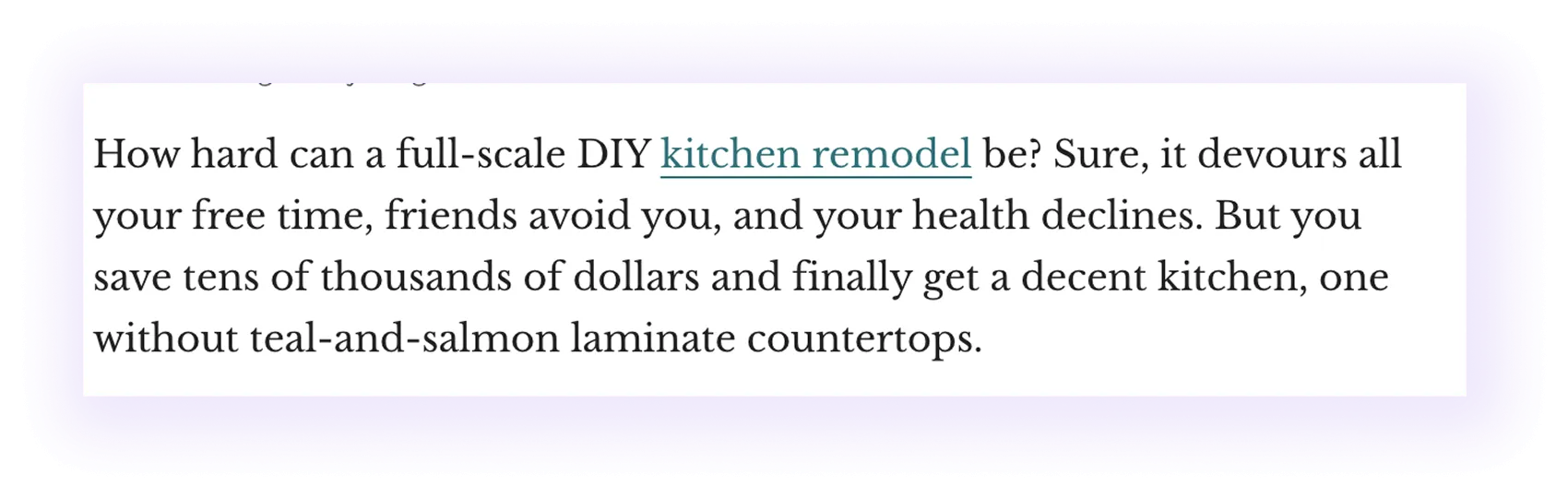 in-blog internal link example in a home improvement blog