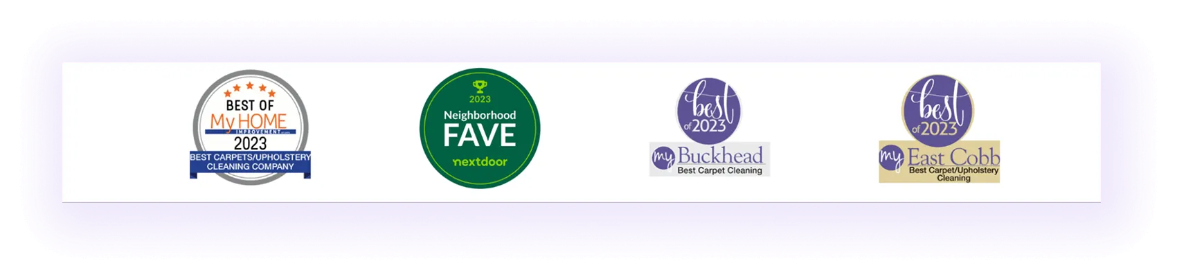 awards and licenses block on a carpet cleaner website