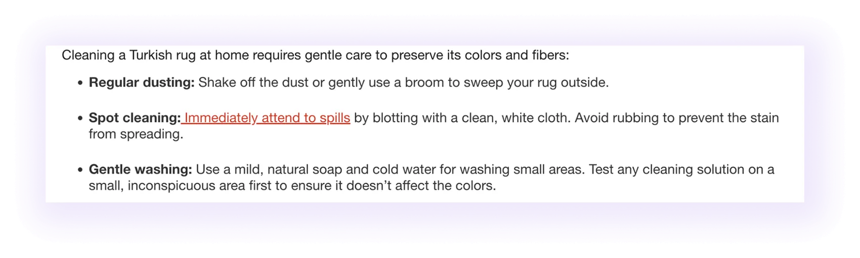 blog-to-blog linking example on a carpet cleaning website