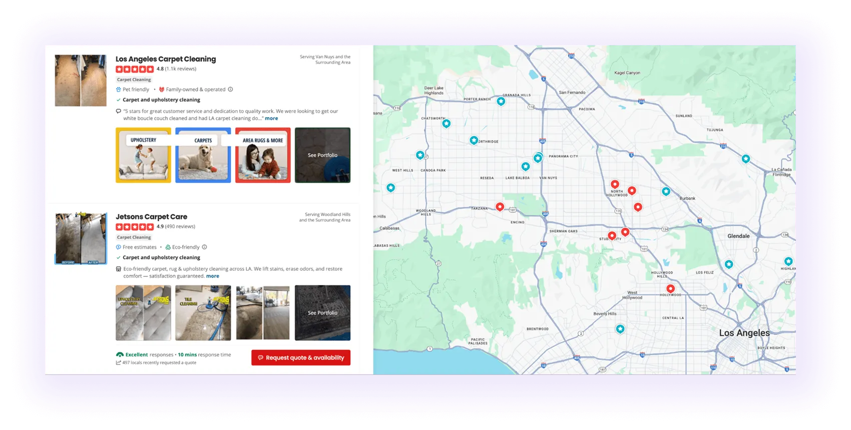 carpet cleaning websites linked on a carpet cleaning company directory