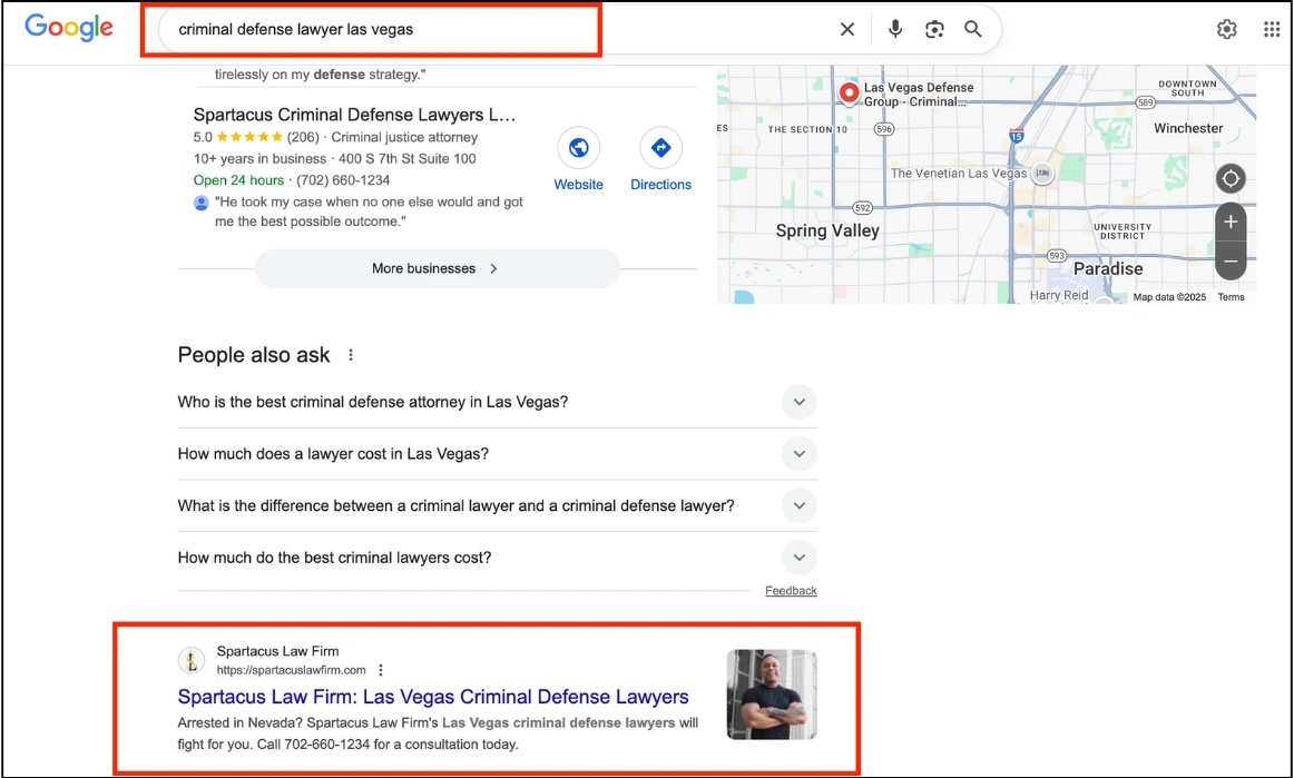Spartacus Law Firm in top 1 position