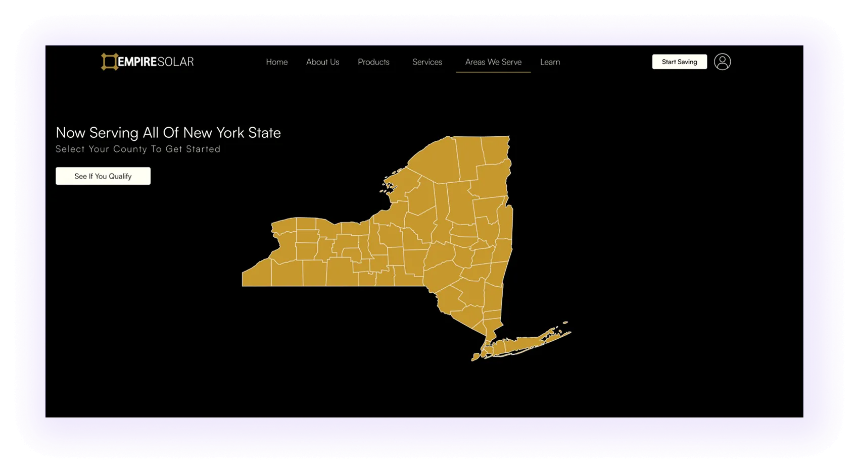 interactive map showing service locational in a national solar company website