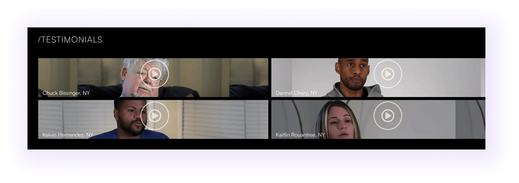 video testimonials block on a solar company website