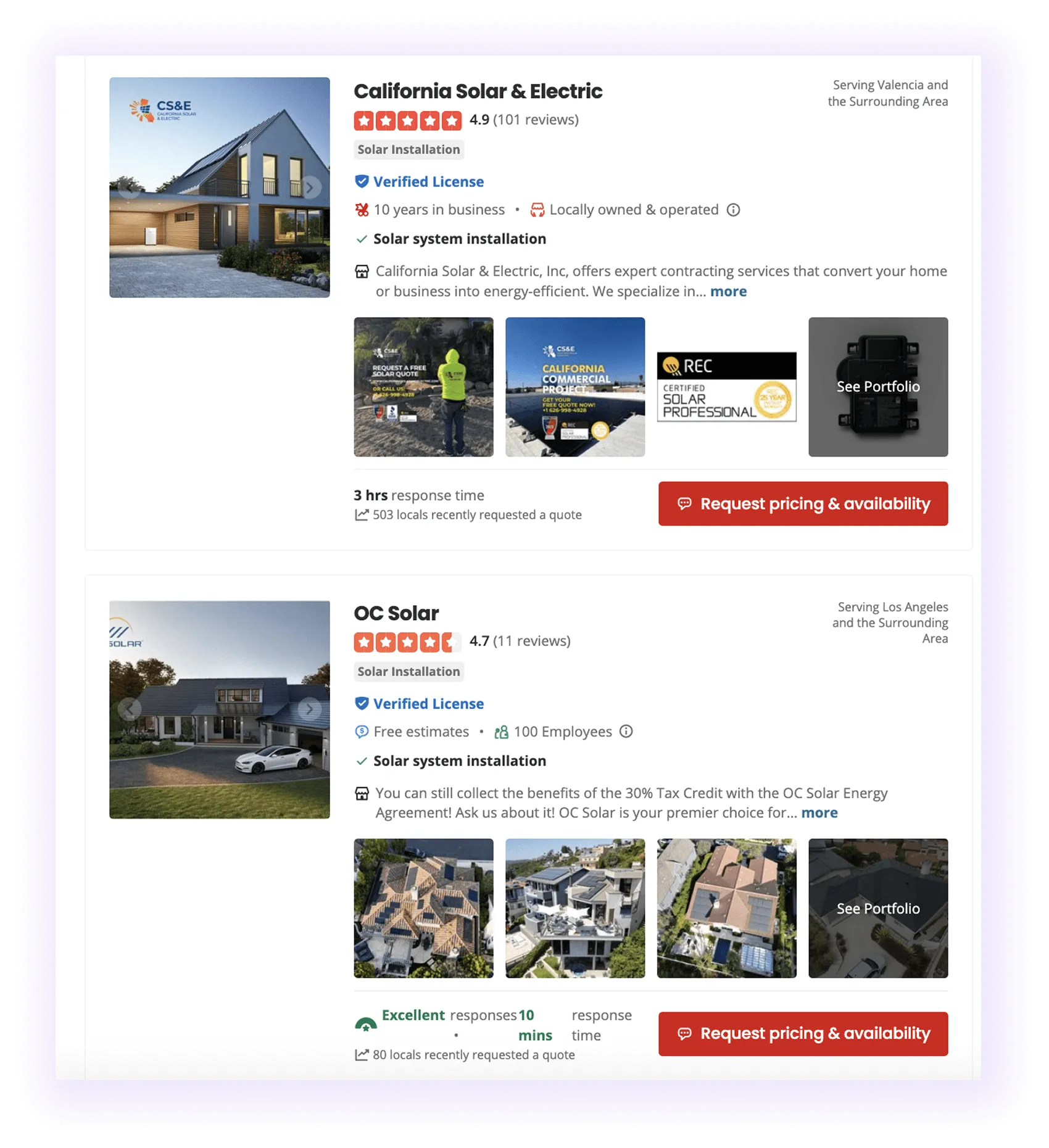 carpet cleaning websites linked on a solar company directory