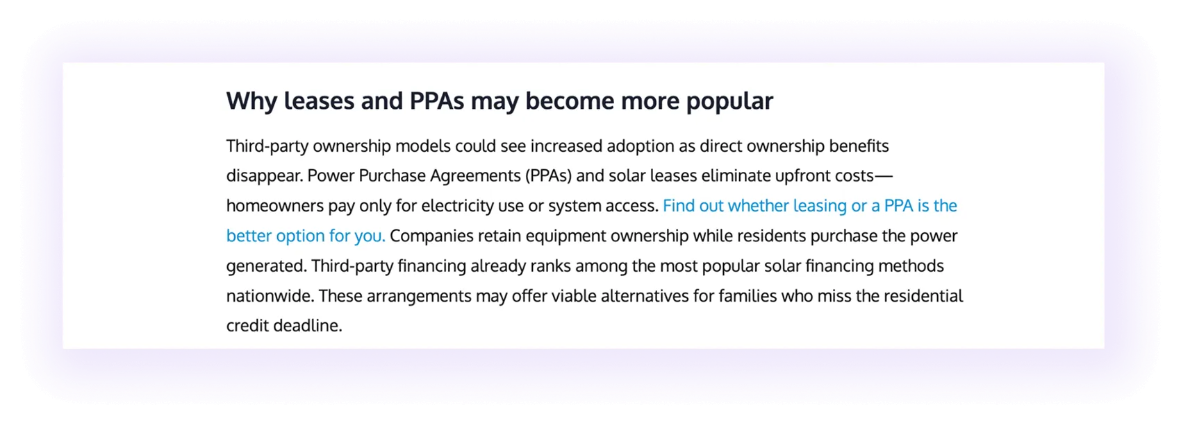 blog-to-blog linking example on a solar company website