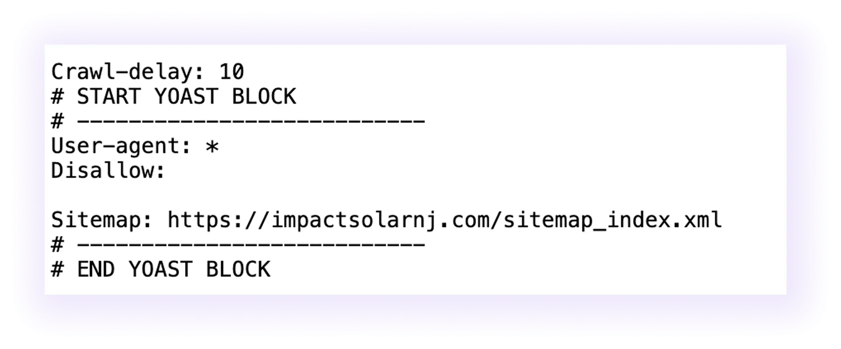 robots.txt example of a solar company website