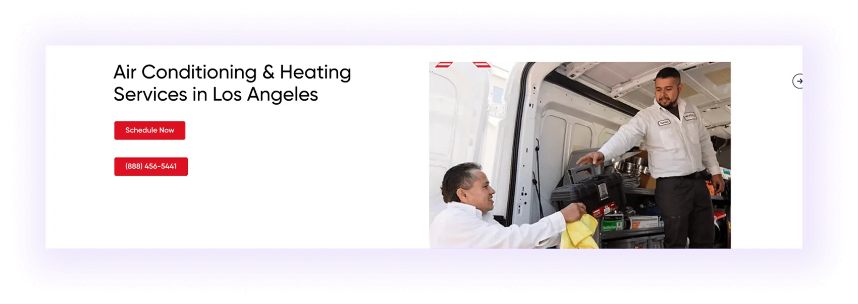 keyword-rich headings on an hvac company website