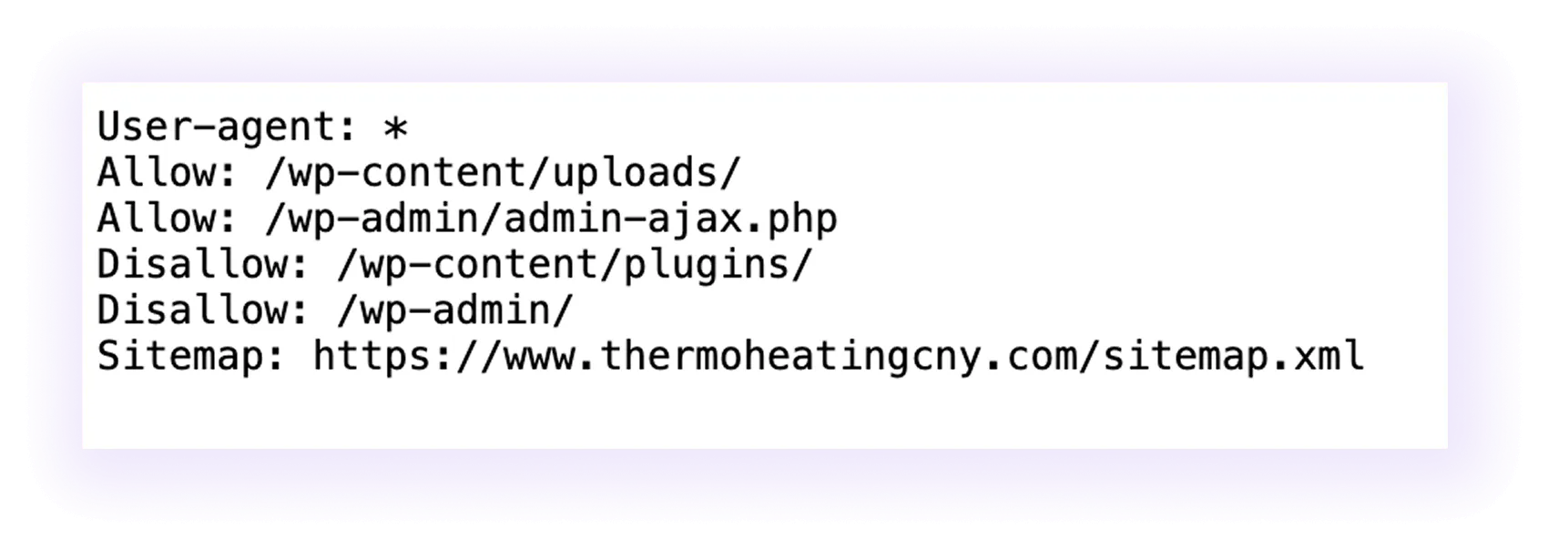 robots.txt example of an hvac company website