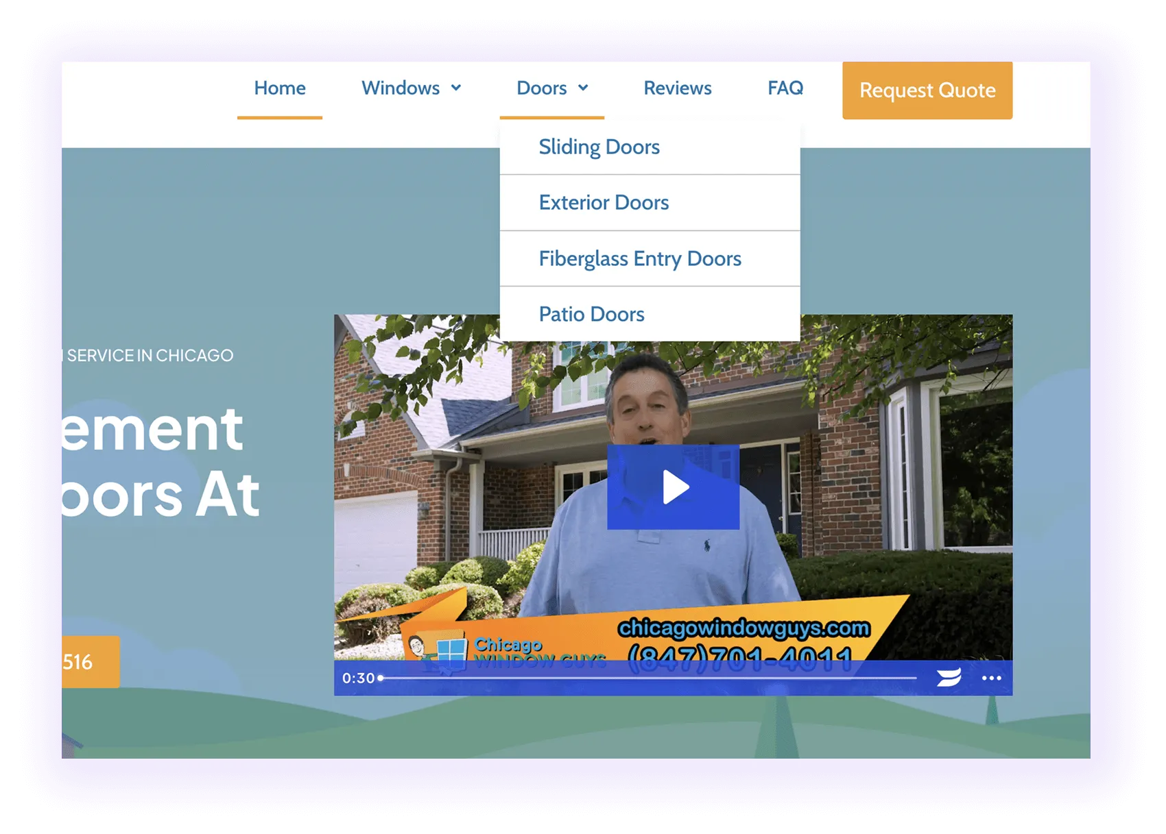 example of service menu structure for Doors