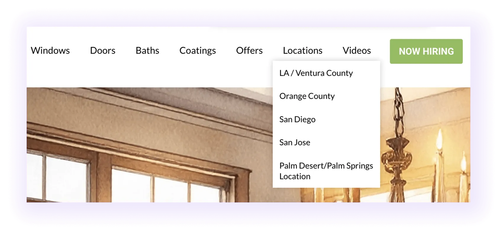 example of location tab for Windows and Doors