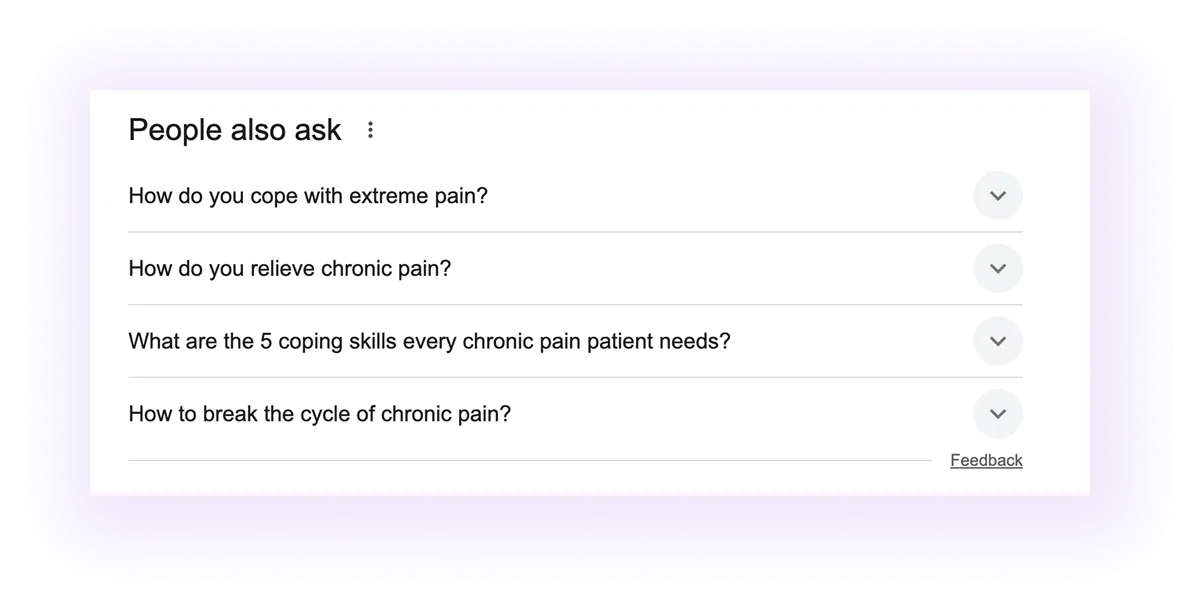 people also ask results for "how to manage chronic pain" keyword