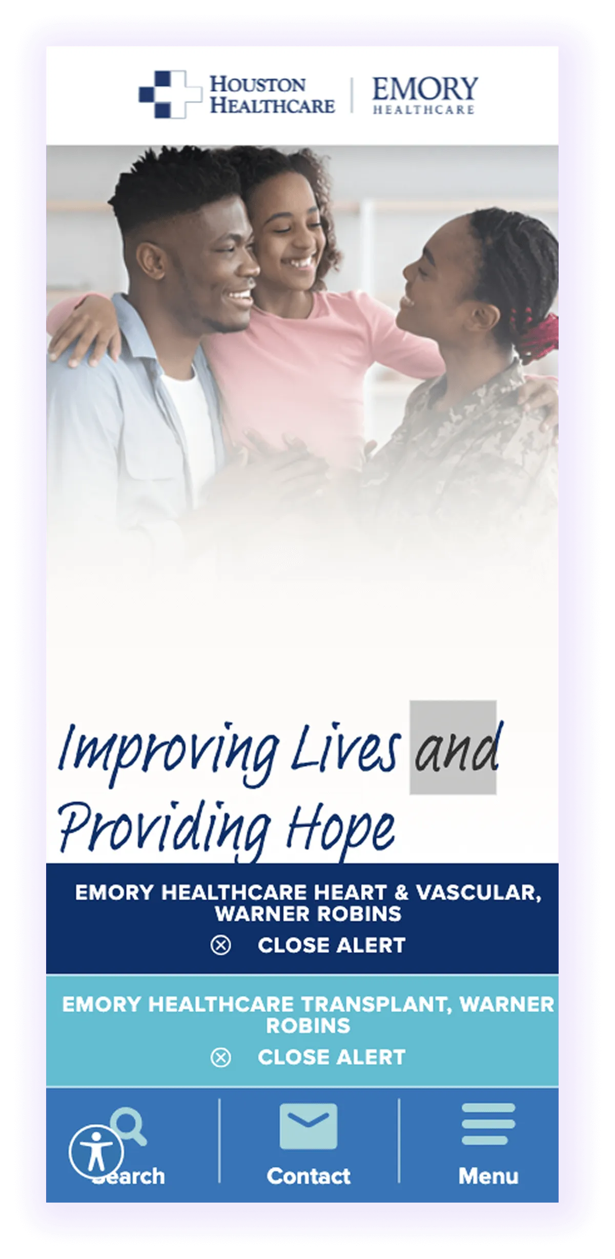 example of mobile-optimized healthcare company website