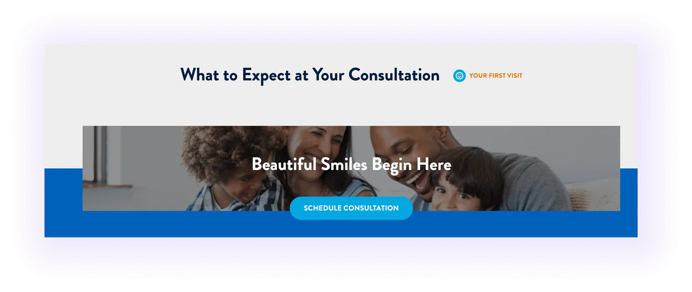 free or virtual consultations block on an orthodontic clinic website