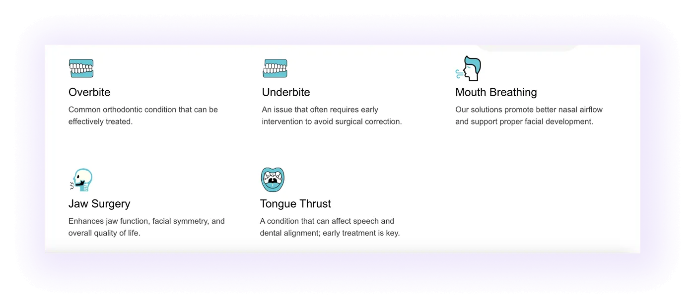 example of internal linking on an orthodontic clinic website