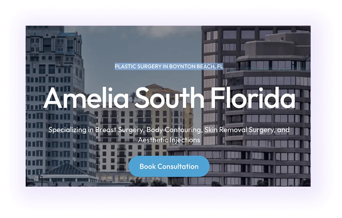 example of a local keyword use in location page of a multi-area cosmetic surgeon website