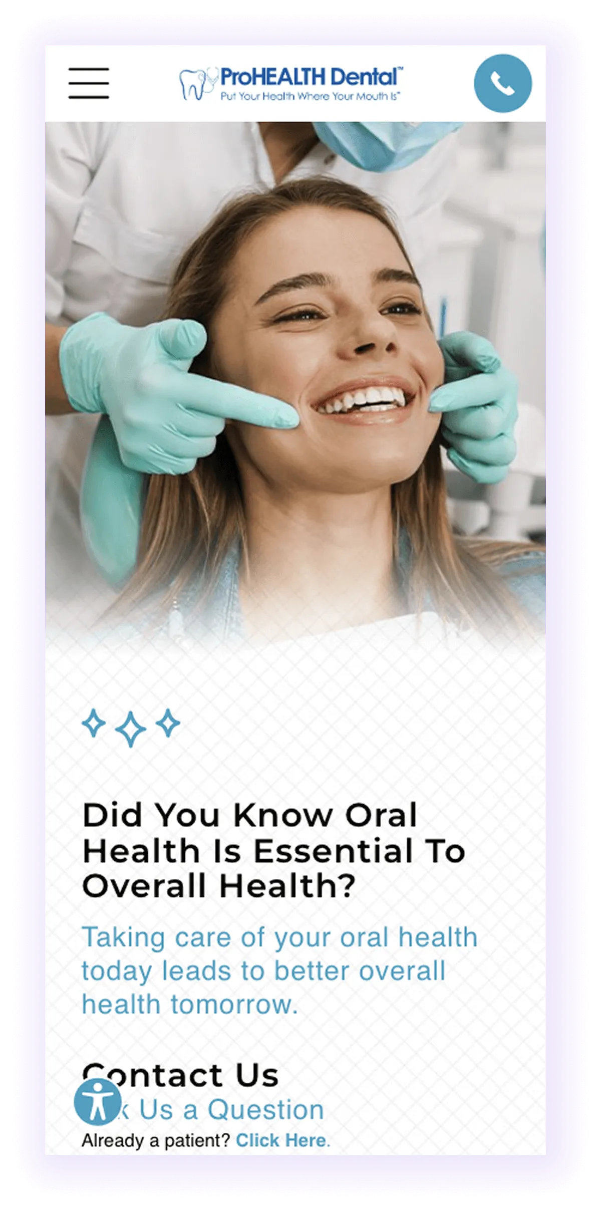 example of mobile-optimized dentist website