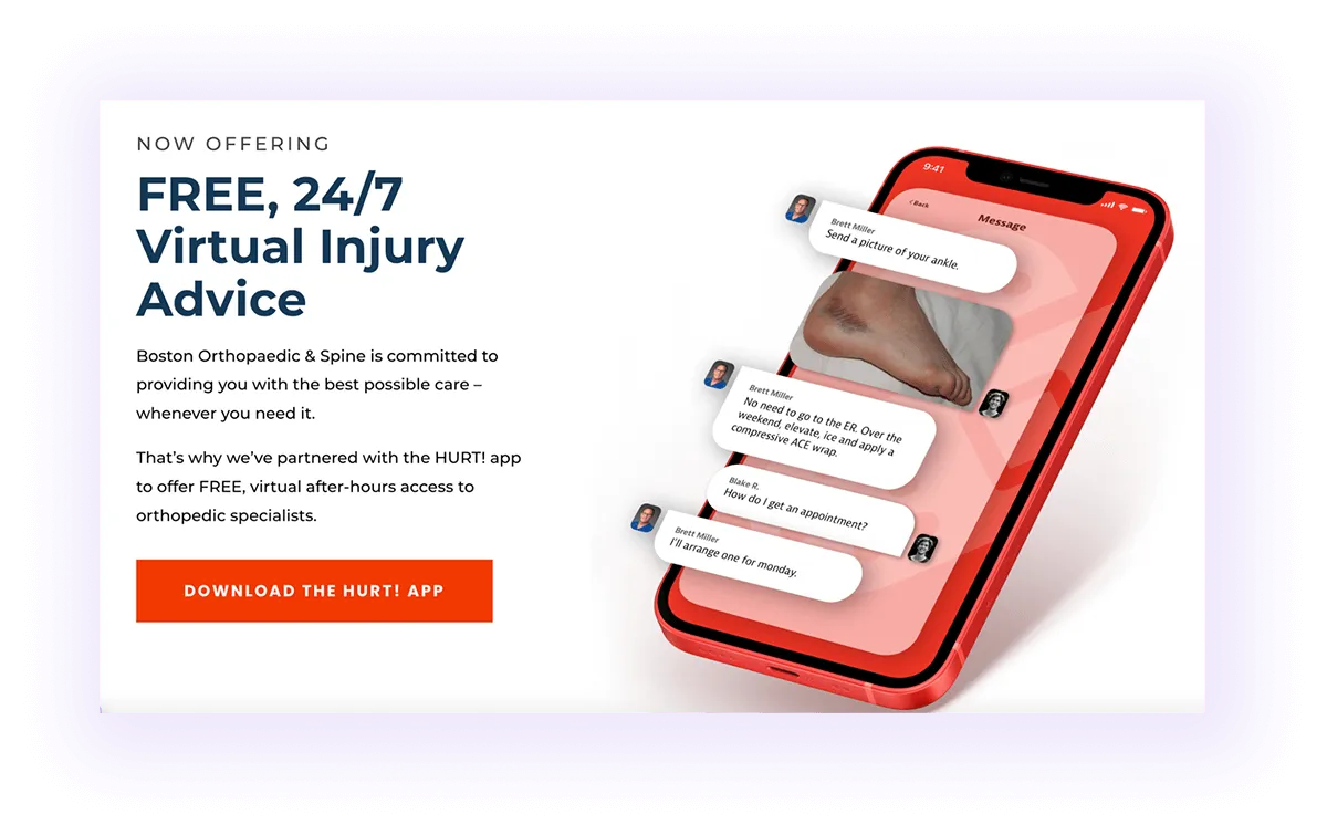  helpful tools and apps block on an orthopedic website