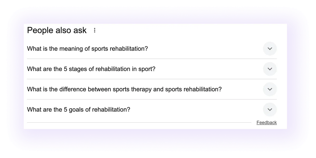google’s people also ask for "rehabilitation" keyword