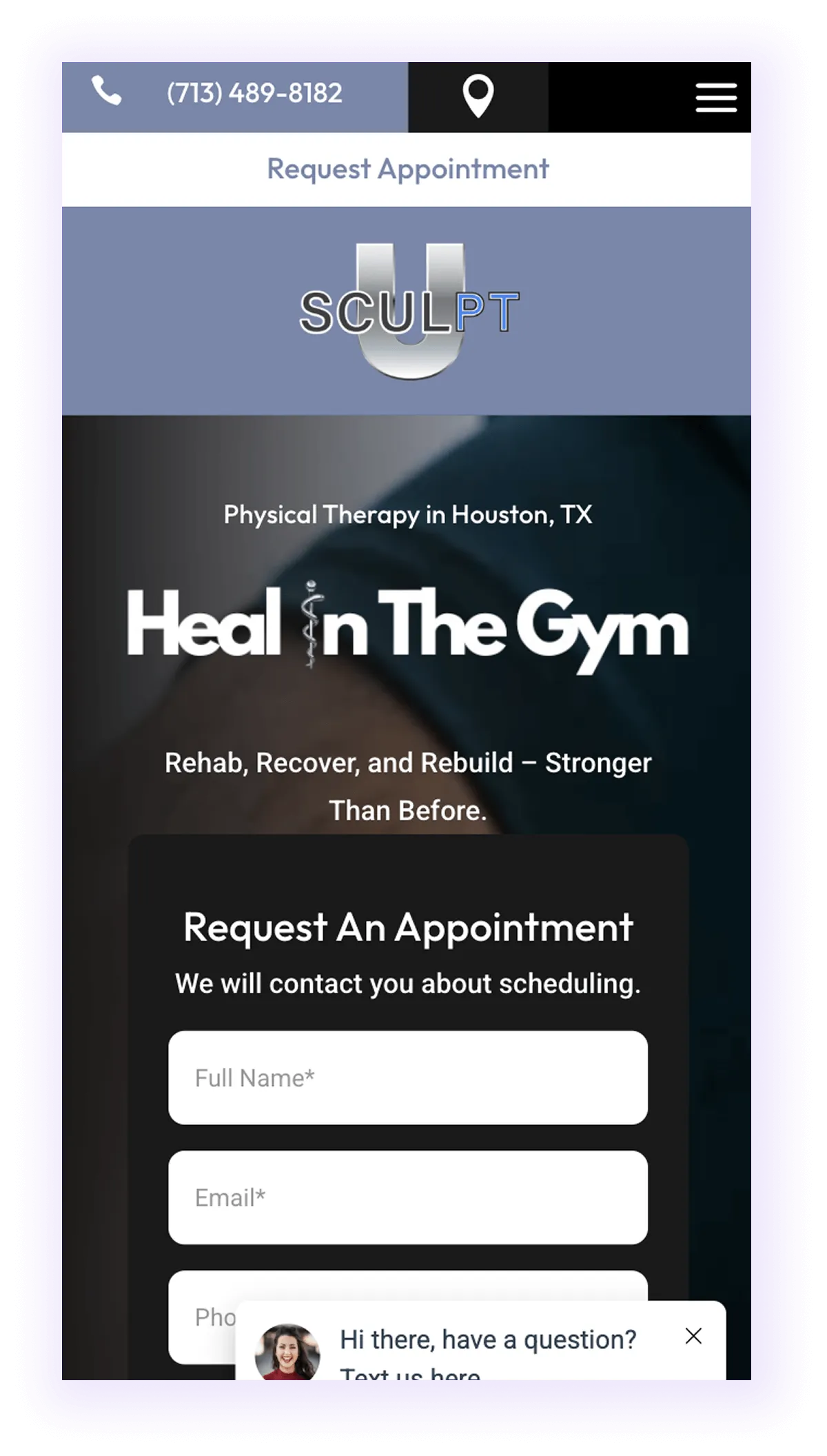 example of mobile-optimized physiotherapy website