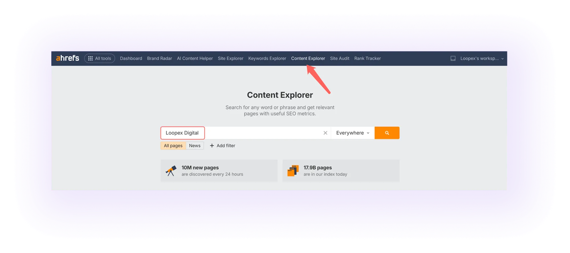 Search for Your Brand Name in Content Explorer 