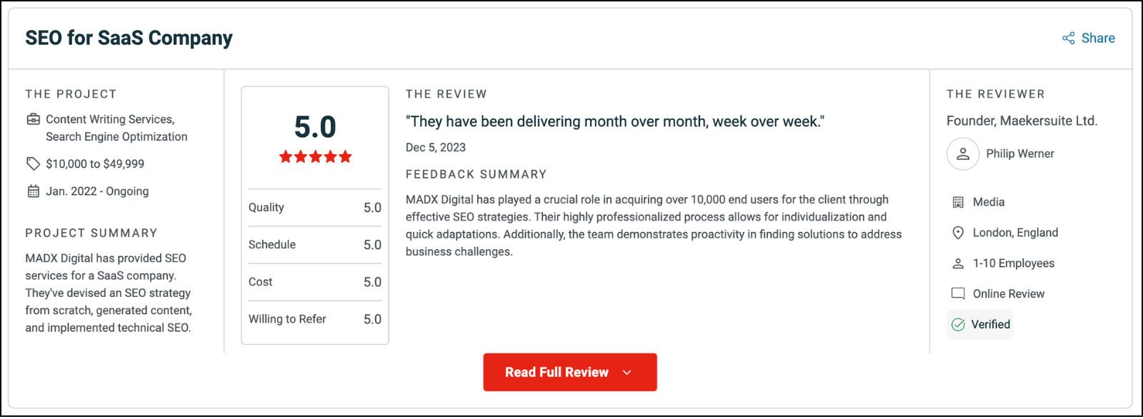 mads digital customer review