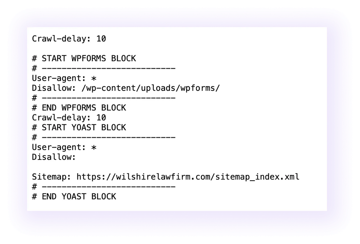example of a robots.txt for a law firm website