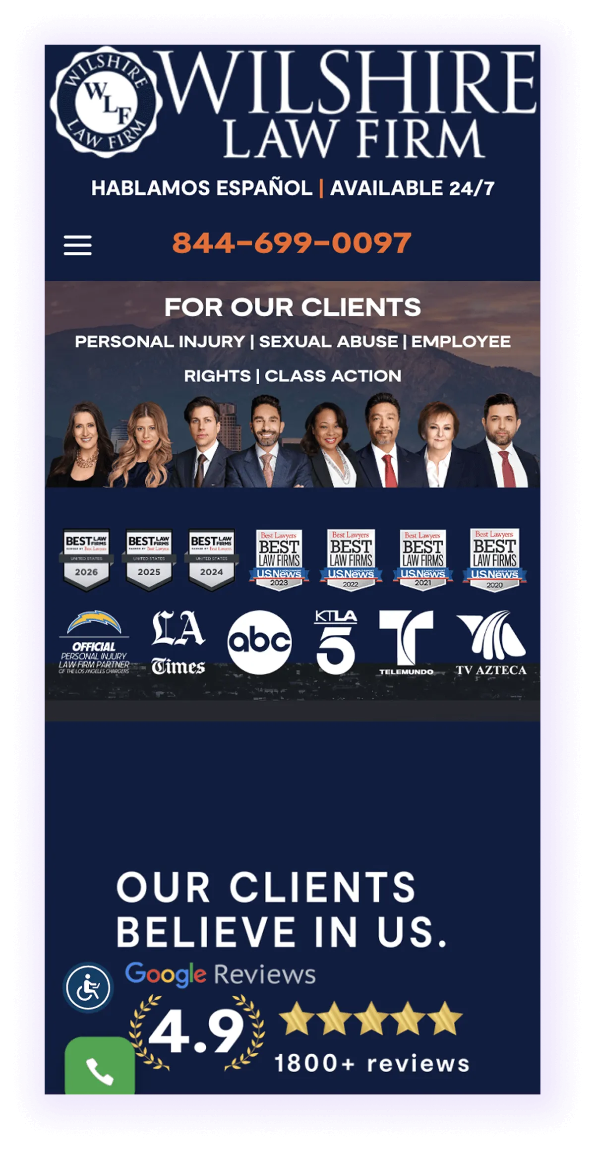example of mobile-optimized lawyer website