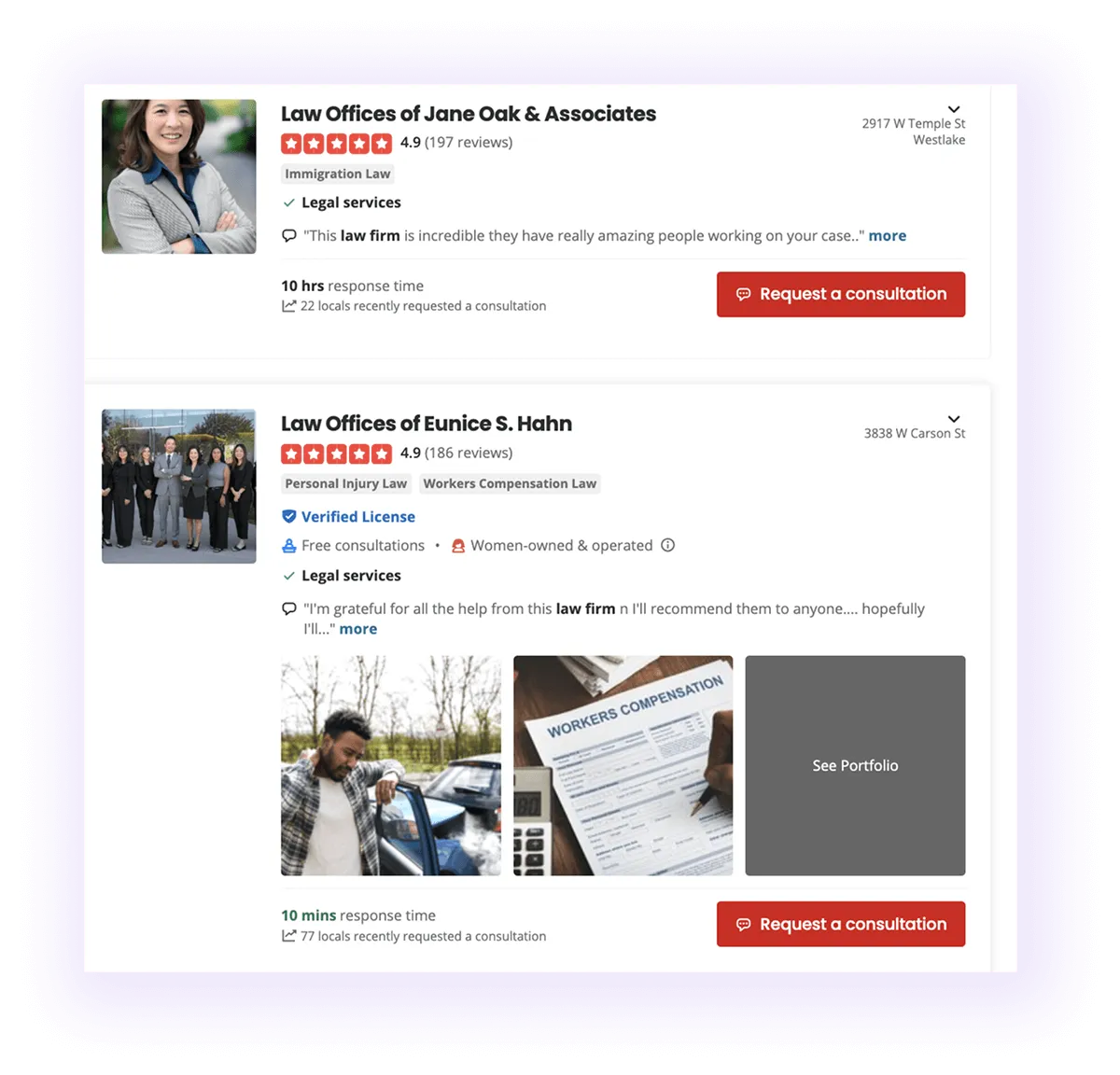 well-optimized surgeon law firm and lawyer profiles on Yelp