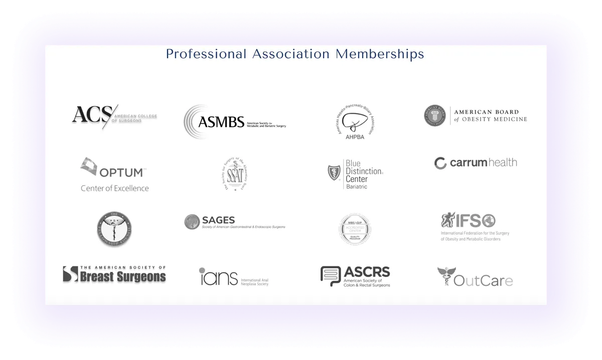 professional memberships block on a surgical clinic website