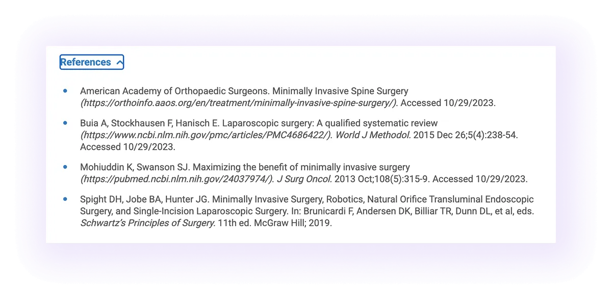 alt text: reference element in a surgeon website blog