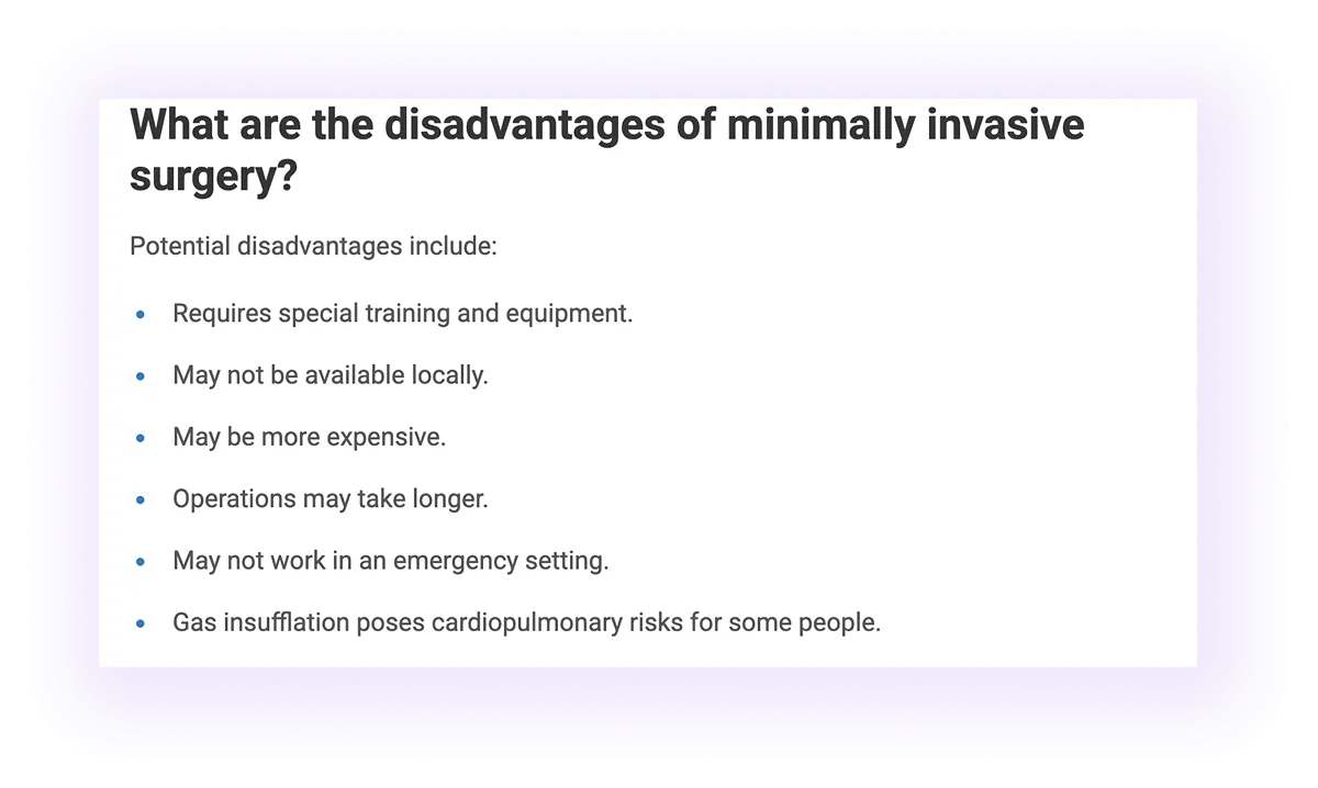 skimmable list element in a surgeon website blog