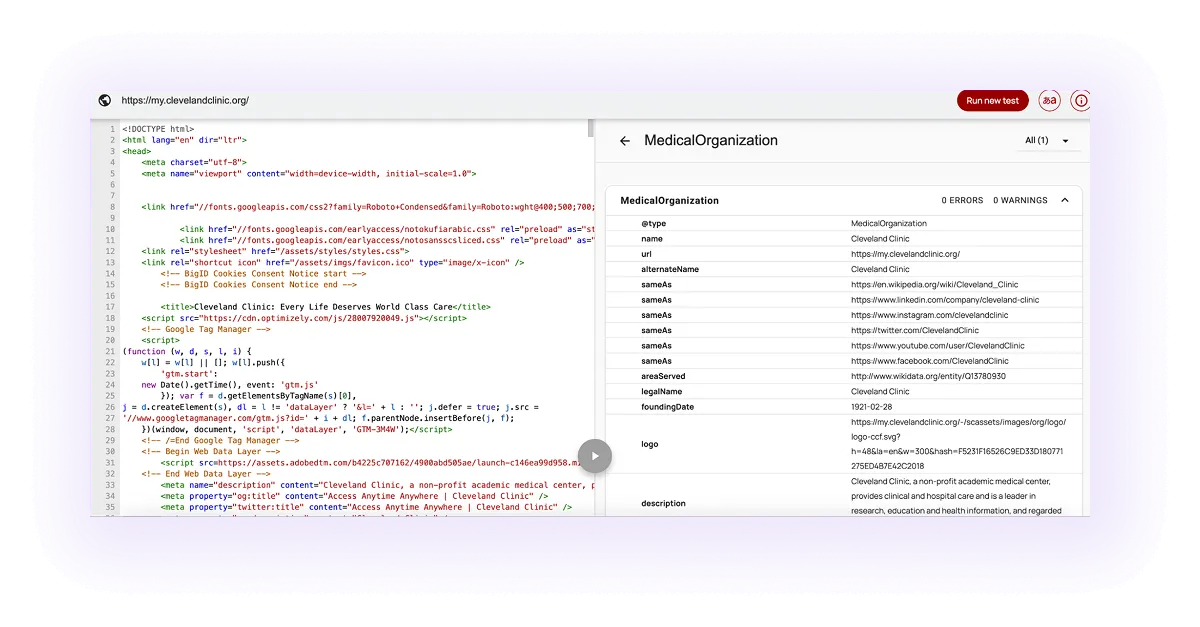 example of an optimized schema markup for a surgeon website