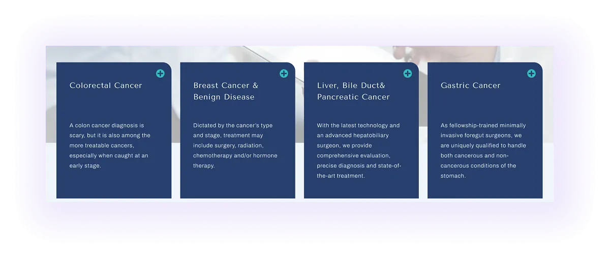 example of service-to-service linking section on a surgeon website