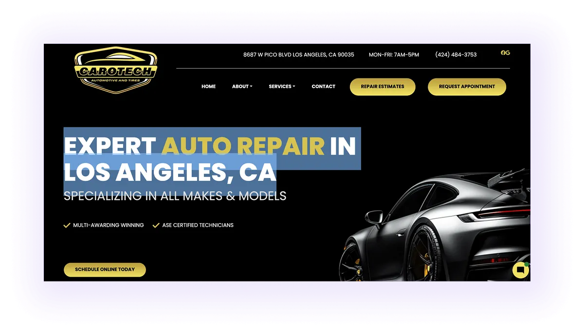 example of a local keyword used in an LA, CA focused local automotive business website