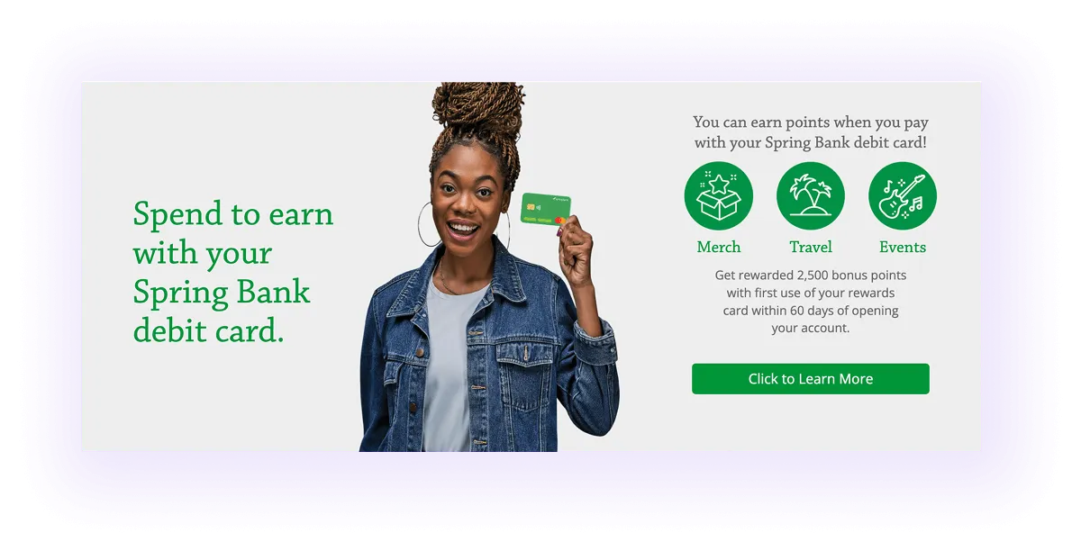 Debit Card Perks block on a banking website