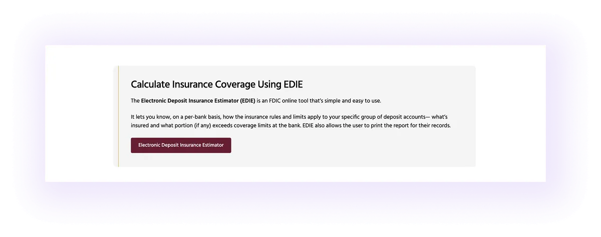Insurance Details block on a banking website